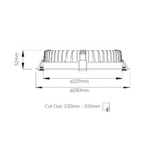 45W LED DOWNLIGHT 4000K WHITE DIMMABLE 230MM - 260MM CUTOUT (D) - Image 2
