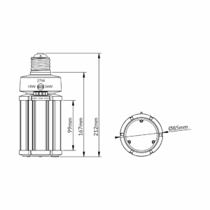 LED CORN LAMP 36W/27W/18W ADJUSTABLE 3K/4K/5K SELECTABLE E27 - Image 3