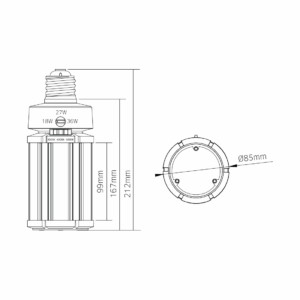 LED CORN LAMP 36W/27W/18W ADJUSTABLE 3K/4K/5K SELECTABLE E27 - Image 3